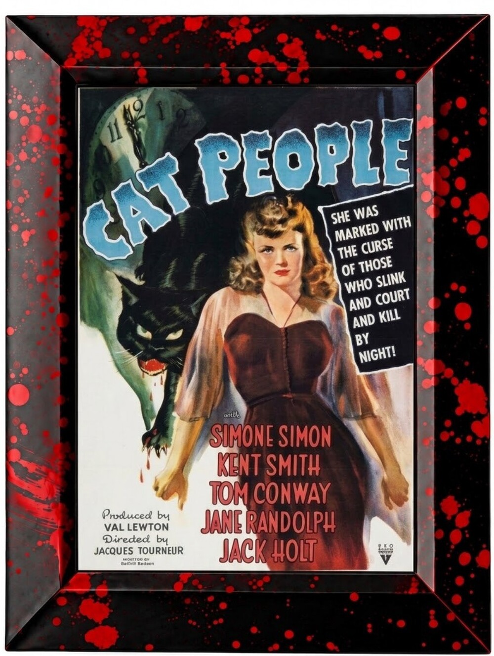 1942 psychological horror film Cat People, Vintage Creepy Halloween Framed Art